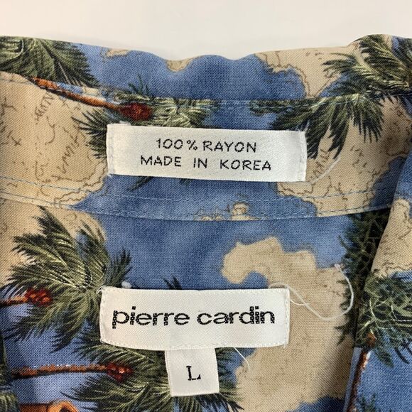 Vintage Pierre Cardin Shirt Mens L Large Rayon Island Cocktail Hawaiian Floral - Picture 4 of 11